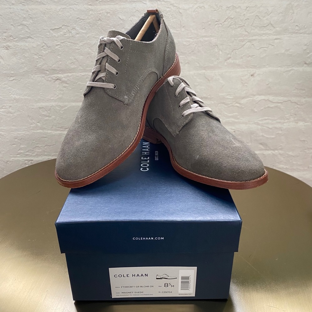 New Cole Haan Grey Suede Oxfords
